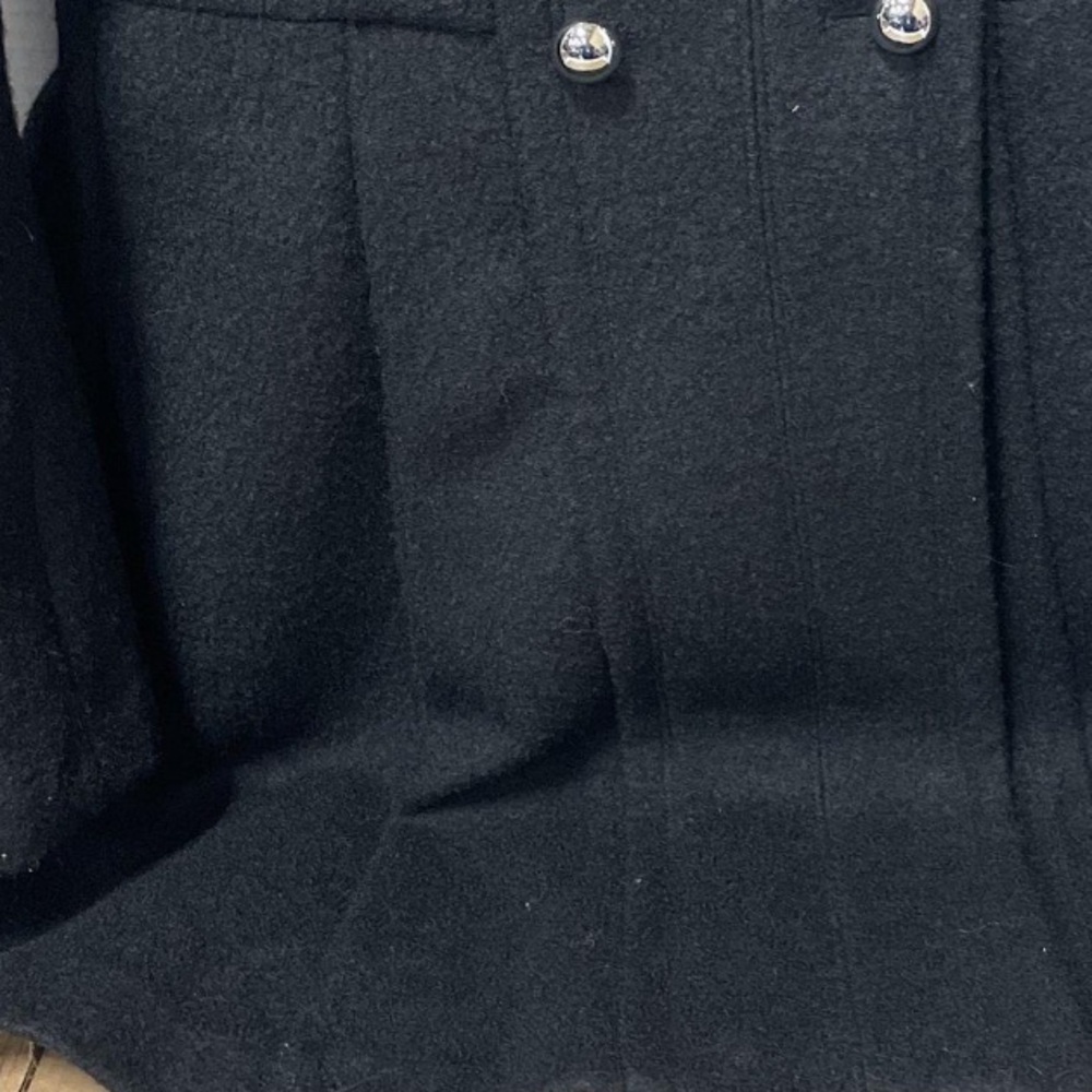 Guess Black Wool Double-Breasted Military Pea Coat - Picture 5 of 7